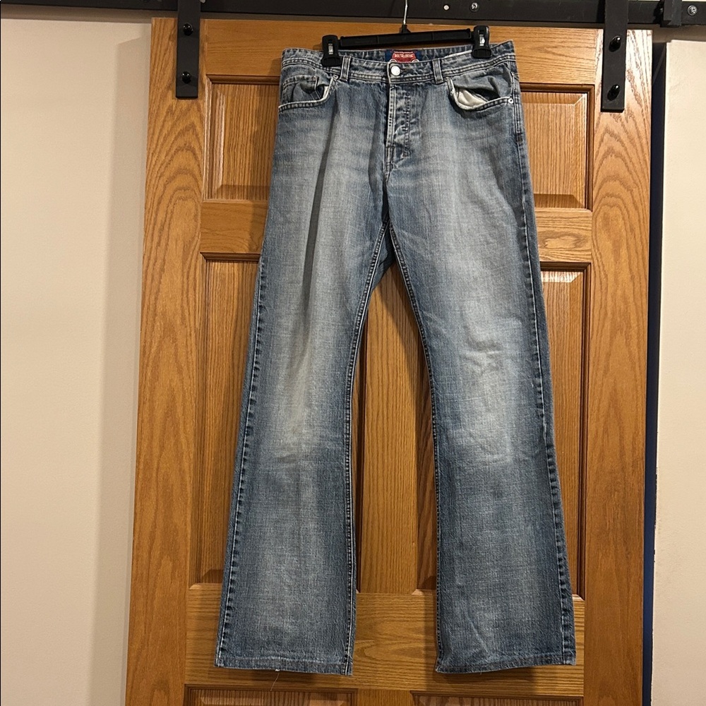 Duesenberg German Vintage Light Blue Four Button Front Bootcut Men's Jeans